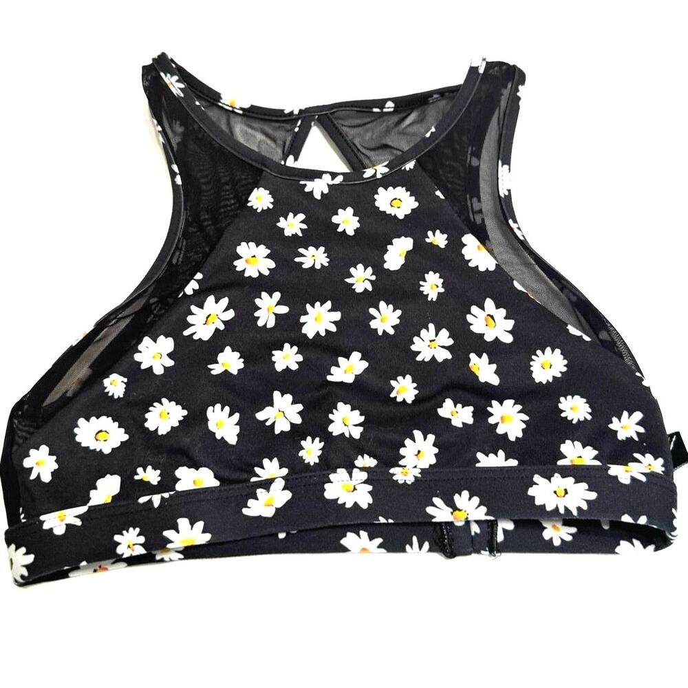 Energetiks Black Daisy Floral Mesh Crop Top Child Medium 8/9 Dance